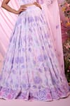 Shop_Label Priyanka Kar_Purple Georgette Embroidery Sweetheart Neck Floral Hand Lehenga Set _Online_at_Aza_Fashions