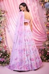 Shop_Label Priyanka Kar_Purple Georgette Embroidery Plunge Neck Floral Hand Lehenga Set _at_Aza_Fashions