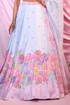 Buy_Label Priyanka Kar_Blue Embroidery Round Neck Floral Lehenga Set _Online_at_Aza_Fashions
