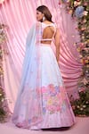 Shop_Label Priyanka Kar_Blue Embroidery Round Neck Floral Lehenga Set _at_Aza_Fashions
