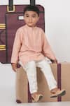 Shop_Little Brats_Pink Cotton, Silk Embroidery Onion Aeroplanes Cloud Kurta Set _Online_at_Aza_Fashions