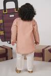Shop_Little Brats_Pink Cotton Embroidery Aeroplan Hand Kurta Set _at_Aza_Fashions