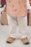 Little Brats_Pink Cotton Embroidery Aeroplan Hand Kurta Set _at_Aza_Fashions
