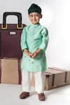 Shop_Little Brats_Mint Cotton Embroidery Green Aeroplanes Kurta And Pajama Set 