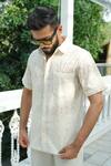Buy_Raas Life_Cream Cotton Cut Work Leaf Embroidered Shirt _Online_at_Aza_Fashions