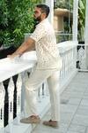 Raas Life_Cream Cotton Cut Work Hexagon Embroidered Shirt _Online_at_Aza_Fashions
