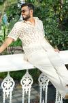 Buy_Raas Life_Cream Cotton Cut Work Hexagon Embroidered Shirt _Online_at_Aza_Fashions
