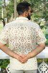 Shop_Raas Life_Cream Cotton Cut Work Hexagon Embroidered Shirt _at_Aza_Fashions