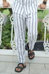 Raas Life_White Cotton Blue Stripe Coord Set _Online_at_Aza_Fashions