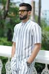 Shop_Raas Life_White Cotton Blue Stripe Coord Set _Online_at_Aza_Fashions
