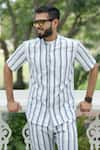 Raas Life_White Cotton Blue Stripe Coord Set _at_Aza_Fashions