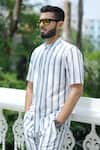 Raas Life_White Cotton Blue Stripe Shirt _Online_at_Aza_Fashions