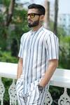 Buy_Raas Life_White Cotton Blue Stripe Trouser _Online_at_Aza_Fashions