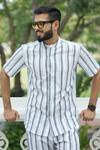 Raas Life_White Cotton Blue Stripe Trouser _at_Aza_Fashions