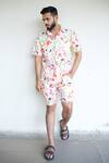Buy_Raas Life_Pink Linen, Cotton Painted Floral Shirt And Shorts Coord Set _at_Aza_Fashions