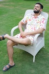 Shop_Raas Life_Pink Linen, Cotton Painted Floral Shirt And Shorts Coord Set _at_Aza_Fashions