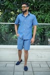 Buy_Raas Life_Blue Cotton, Denim Chambray Shirt And Shorts Set _at_Aza_Fashions
