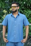 Buy_Raas Life_Blue Cotton, Denim Chambray Shirt And Shorts Set 