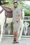 Shop_Raas Life_Black Linen, Cotton Stripe Coord Set _Online_at_Aza_Fashions