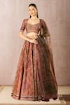 Buy_Tarun Tahiliani_Multi Color Embroidery Sweetheart Neck Printed Classic Lehenga Set _at_Aza_Fashions