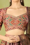 Buy_Tarun Tahiliani_Multi Color Embroidery Sweetheart Neck Printed Classic Lehenga Set 