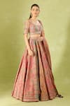 Buy Tarun Tahiliani Multi Color Embroidery, Sequins Square Neck Printed Classic Lehenga Set Buy_Tarun Tahiliani_Multi Color Embroidery, Sequins Square Neck Printed Classic Lehenga Set