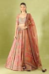 Shop Tarun Tahiliani Multi Color Embroidery, Sequins Square Neck Printed Classic Lehenga Set Shop_Tarun Tahiliani_Multi Color Embroidery, Sequins Square Neck Printed Classic Lehenga Set