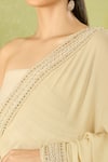 Shop_Tarun Tahiliani_Ivory Beads Classic Saree Set _Online_at_Aza_Fashions