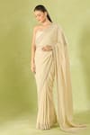 Shop_Tarun Tahiliani_Ivory Beads Classic Saree Set _at_Aza_Fashions