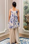 Shop_Paulmi And Harsh_Blue Georgette Embroidery, Sequins Round Neck Floral Tunic And Palazzo Set _at_Aza_Fashions
