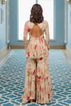 Shop_Paulmi And Harsh_Multi Color Georgette Sequins, Floral Print Peplum Tunic And Sharara Set _at_Aza_Fashions