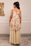 Shop_Paulmi And Harsh_Beige Georgette Sequins, Embroidery Floral Printed Tunic And Palazzo Set _at_Aza_Fashions