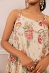 Buy_Paulmi And Harsh_Beige Georgette Sequins, Embroidery Floral Printed Tunic And Palazzo Set _Online_at_Aza_Fashions