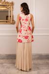 Shop_Paulmi And Harsh_Cream Silk, Georgette Sequins, Embroidery Floral Printed Kurta And Palazzo Set _at_Aza_Fashions