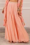 Paulmi And Harsh_Pink Georgette Embroidery, Sequins Round Neck Floral Jacket Set _Online_at_Aza_Fashions