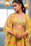 Buy_Paulmi And Harsh_Yellow Georgette Beads, Sequins Open Neck, Floral Printed Jacket Sharara Set 