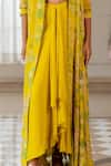Buy_Paulmi And Harsh_Yellow Georgette Embroidery Scoop , Round Floral Jacket Set _Online_at_Aza_Fashions