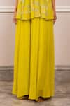 Paulmi And Harsh_Yellow Georgette, Shantoon Embroidery Halter Neck Tunic And Palazzo Set _Online_at_Aza_Fashions