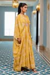 Paulmi And Harsh_Yellow Beads V-neck Gokul Chinia Printed Kaftan _Online_at_Aza_Fashions