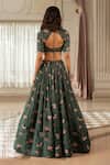 Shop_Paulmi And Harsh_Green Organza Round Neck Floral Print Lehenga Set _at_Aza_Fashions