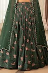 Shop_Paulmi And Harsh_Green Organza Round Neck Floral Print Lehenga Set _Online_at_Aza_Fashions