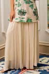 Paulmi And Harsh_Ivory Georgette Sequins, Embroidery Round Neck Floral Print Kurta And Palazzo Set _Online_at_Aza_Fashions