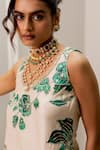 Buy_Paulmi And Harsh_Ivory Georgette Sequins, Embroidery Round Neck Floral Print Kurta And Palazzo Set 