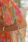 Buy_Paulmi And Harsh_Pink Georgette Embroidery Round Neck Multi Printed Jacket Set _Online_at_Aza_Fashions