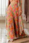 Shop_Paulmi And Harsh_Pink Georgette Embroidery Round Neck Multi Printed Jacket Set 