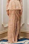 Paulmi And Harsh_Pink Georgette, Shantoon Embroidery Old Rose Pre-draped Saree And Blouse Set _Online_at_Aza_Fashions