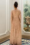 Shop_Paulmi And Harsh_Pink Georgette Embroidery, Beads Mandarin Collar Old Rose Anarkali _at_Aza_Fashions