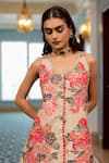 Paulmi And Harsh_Pink Georgette Embroidery Round Neck Designer Floral Kurta And Palazzo _at_Aza_Fashions