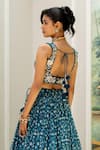 Buy_Paulmi And Harsh_Blue Silk, Organza Embroidery, Tassels, Sequins Round Neck Designer Lehenga Set _Online_at_Aza_Fashions