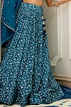 Shop_Paulmi And Harsh_Blue Silk, Organza Embroidery, Tassels, Sequins Round Neck Designer Lehenga Set _Online_at_Aza_Fashions